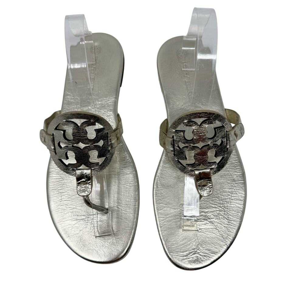 Tory Burch Soft Miller Women’s Sandals Size 11 Gold Metallic Leather Flats - Picture 2 of 8